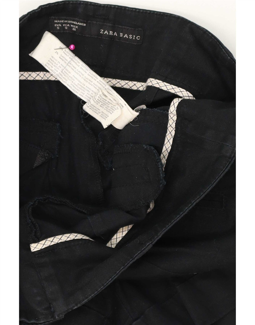 Zara Short Chino Femme Petit W26 Coton Noir