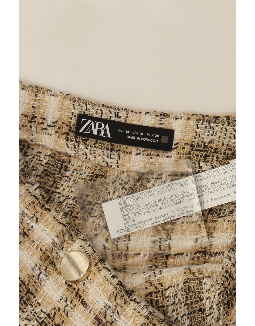 Zara Short décontracté pour femme Medium W28 Marron à carreaux en polyester