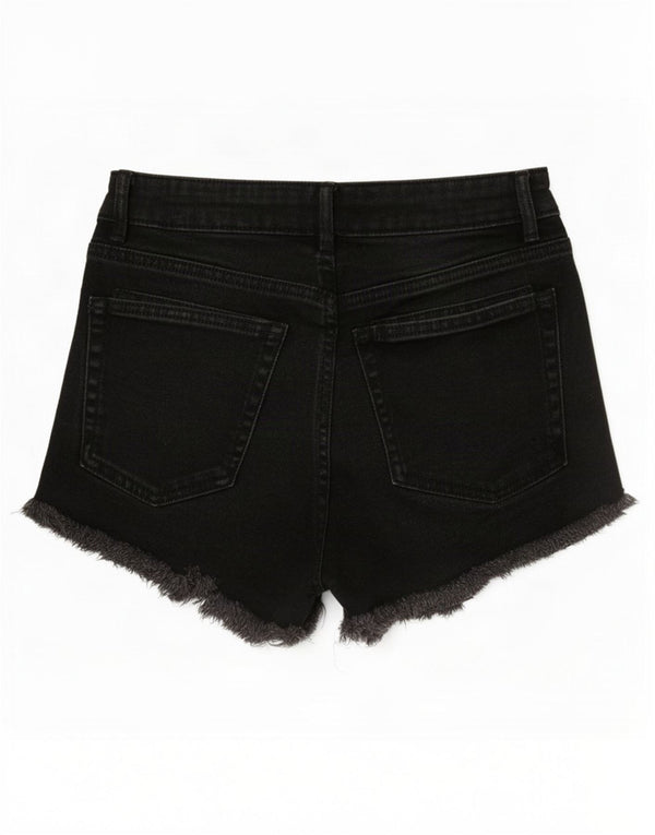 Zara Short en jean taille haute pour femme EU 36 XS W26 Coton noir