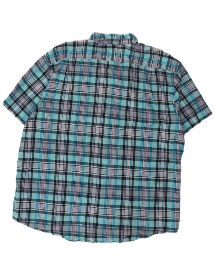 Izod Chemise à manches courtes pour homme XL en coton à carreaux turquoise