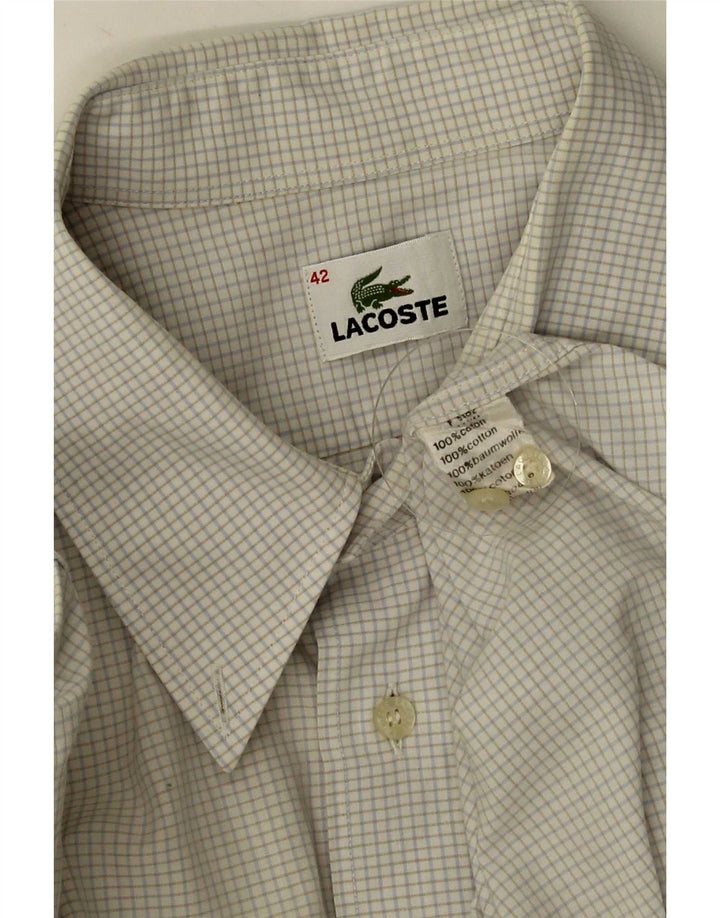 Lacoste Chemise à manches courtes pour homme Taille 42 Grand coton à carreaux blancs