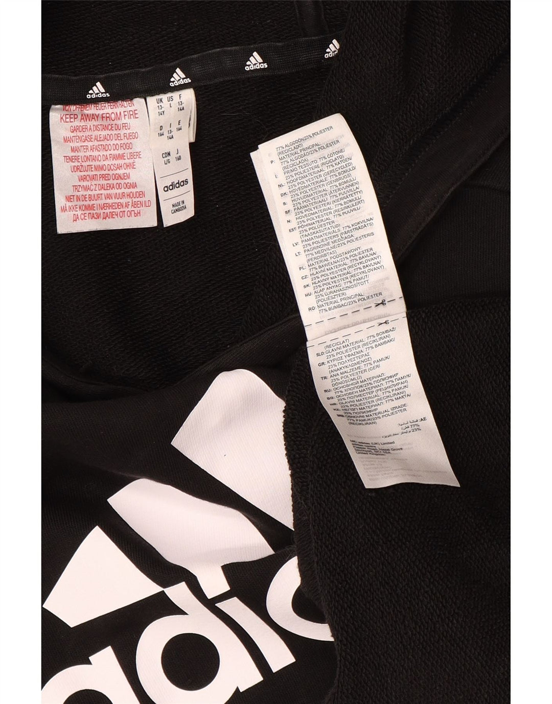 ADIDAS Pull à capuche graphique pour garçon 13-14 ans Noir Coton