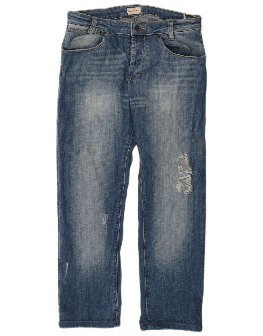 Calvin Klein Jean droit vieilli W32 L28 pour homme en coton bleu
