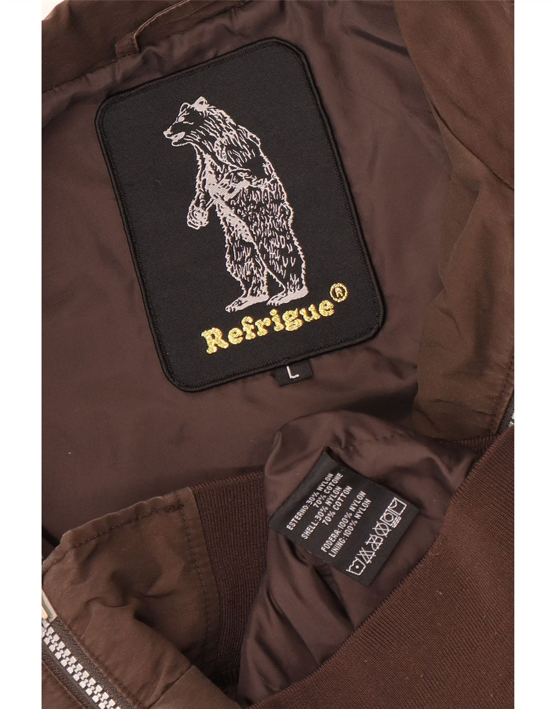 Refrigue Veste Bomber Homme UK 40 Large Marron Nylon