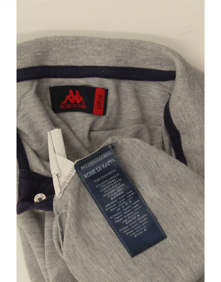 Kappa Polo Homme Large Gris Colorblock Coton