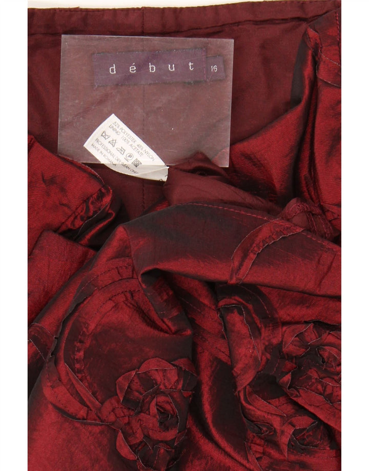 DEBUT Womens Strapless Dress UK 16 Large  Maroon Floral Polyester