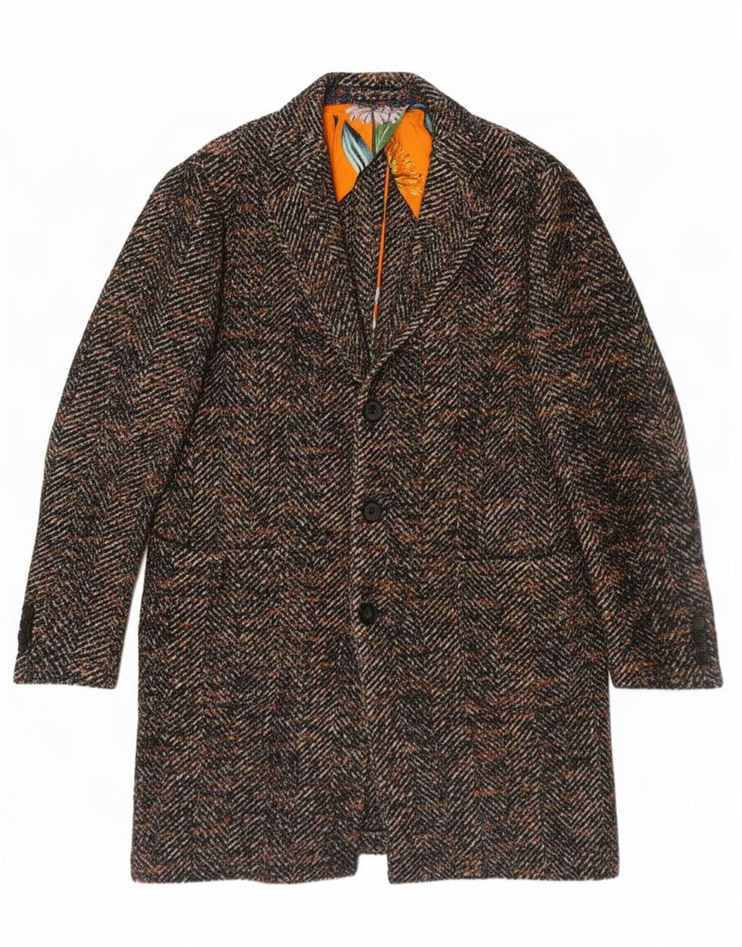 Etro Manteau Homme IT 52 XL Marron Chevrons Laine Classique