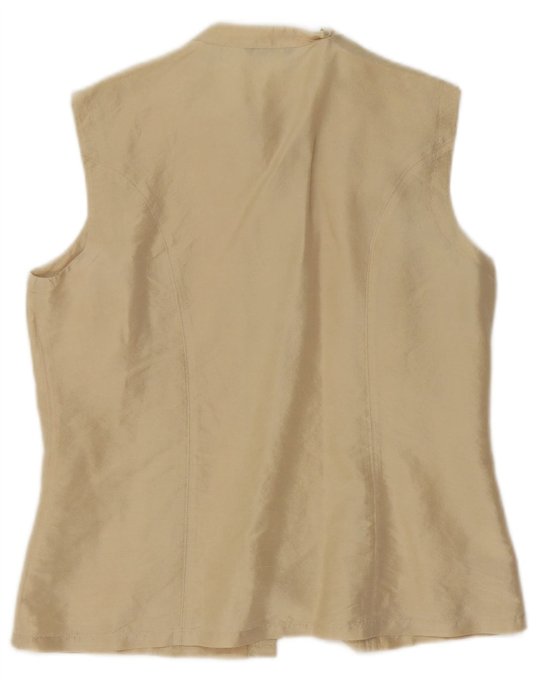 Sisley Femme Chemisier Chemise Sans Manches UK 44 Soie Beige Moyen