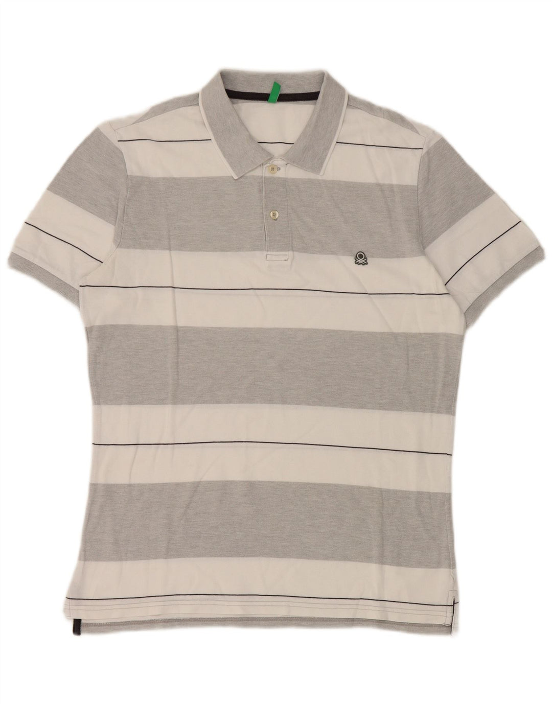 Benetton Polo Homme Gris Moyen Rayé