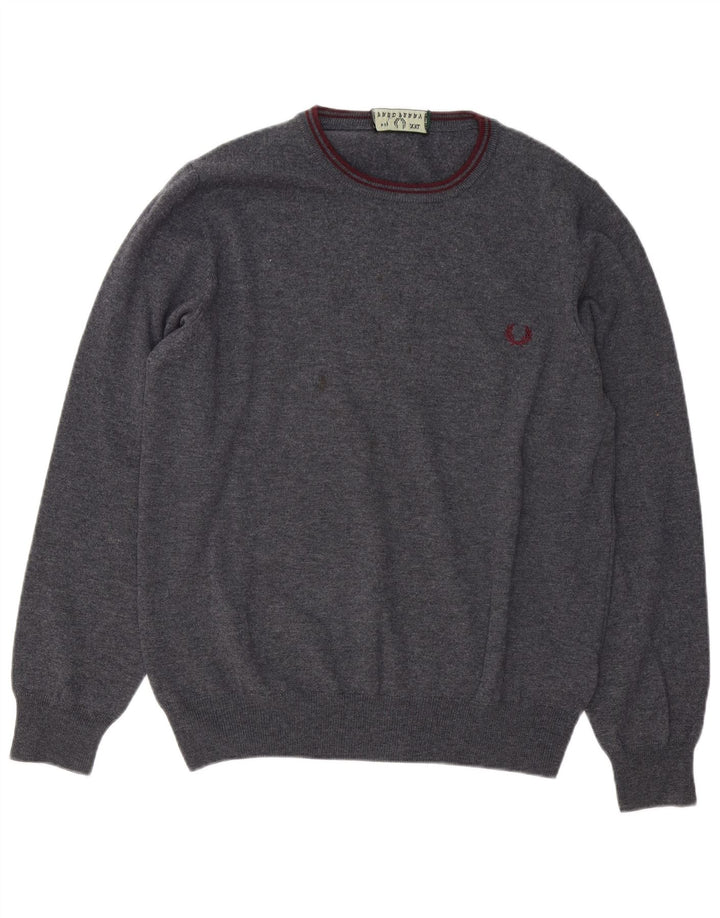Fred Perry Pull à col rond pour homme 2XL Gris Laine
