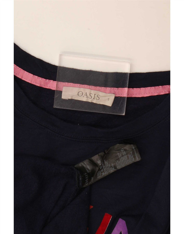 Oasis Sweat-shirt surdimensionné graphique pour femme UK 10 Small Bleu marine