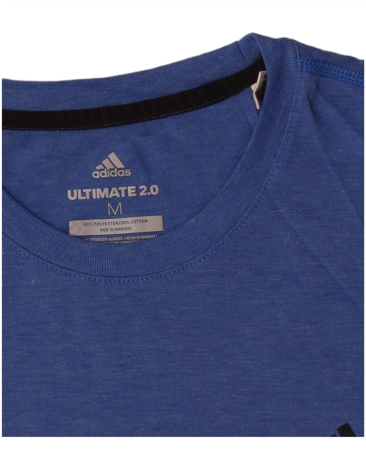Adidas T-Shirt Femme Top UK 12 Bleu Moyen Moucheté Polyester