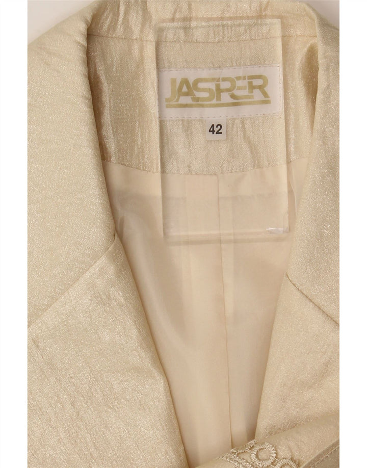 vintage Femmes 3/4 Manches 2 Bouton Blazer Veste IT 42 Beige Moyen