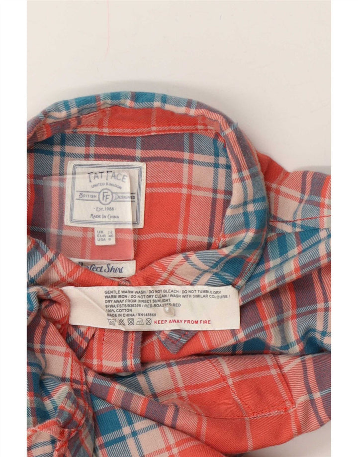 Fat Face Chemise en flanelle pour femme UK 12 Coton à carreaux rouge moyen