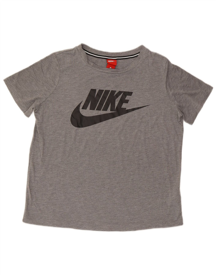 Nike T-shirt graphique pour femme UK 16 Large Gris Polyester