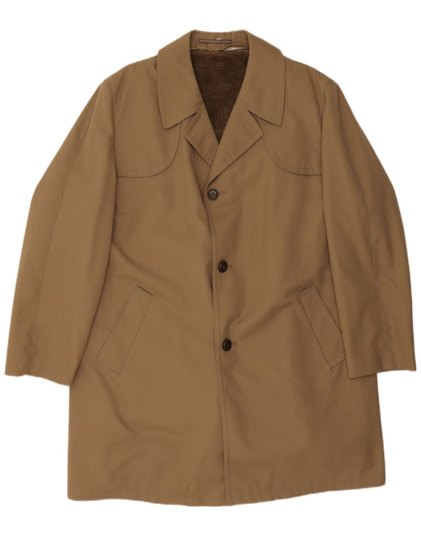vintage Mens Trench Coat EU 58 4XL Beige Polyacrylique