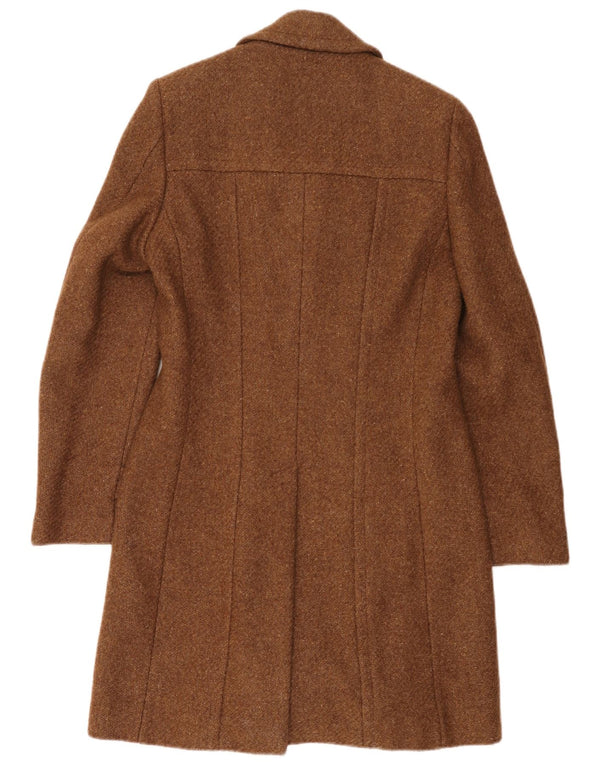 vintage Femmes Double Breasted Coat UK 8 Petit Brun