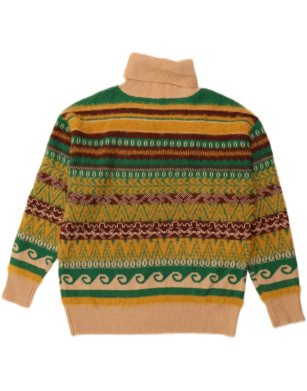 VINTAGE Mens Roll Neck Jumper Sweater Large Multicoloured Fair Isle