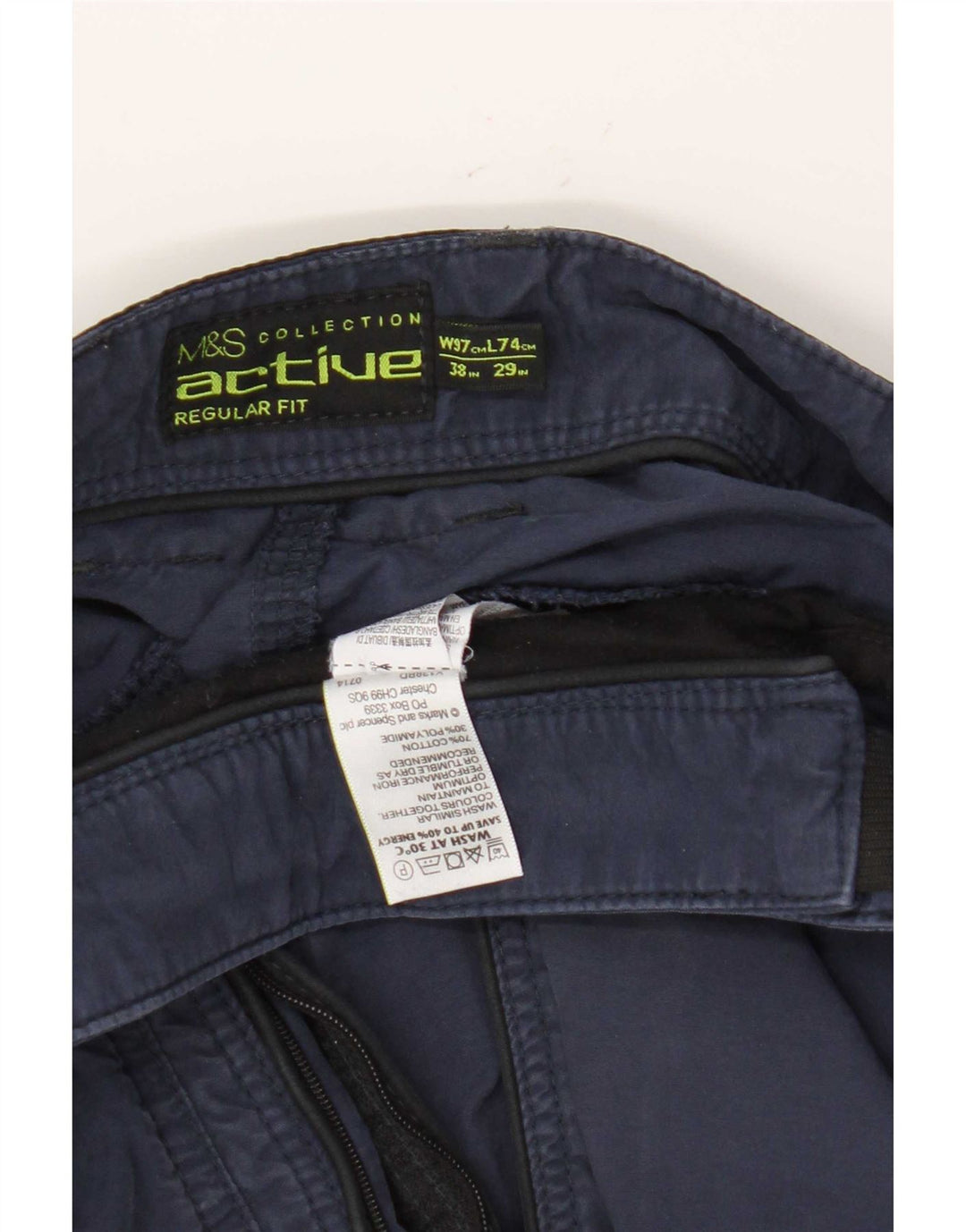 Marks & Spencer Pantalon cargo droit coupe droite pour homme W38 L29 Bleu marine