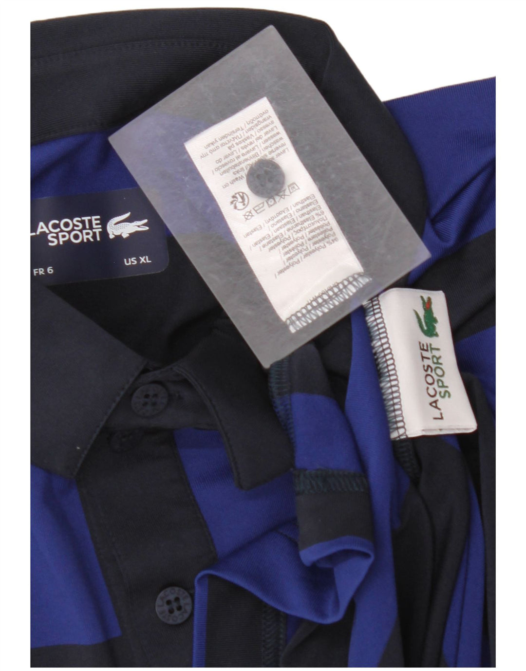 LACOSTE Polo Homme Taille 6 XL Bleu Marine Rayé Polyester