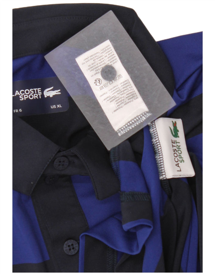 LACOSTE Polo Homme Taille 6 XL Bleu Marine Rayé Polyester