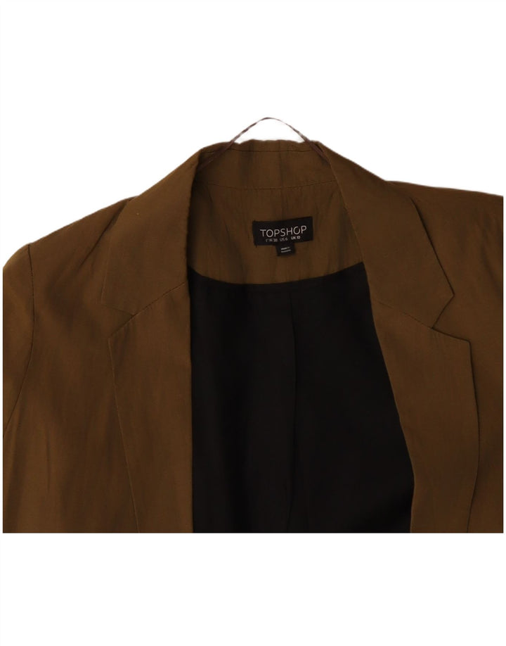 TOPSHOP Veste blazer ouverte surdimensionnée pour femme UK 10 Petit Kaki Lyocell