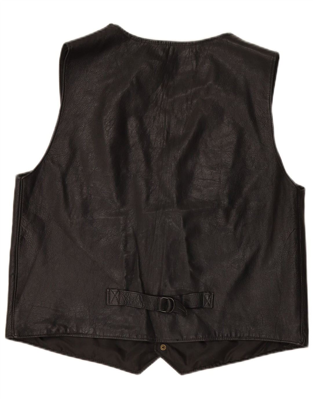 VINTAGE Gilet en Cuir Homme XL Noir