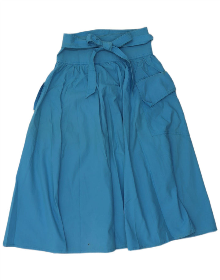 vintage Femme A-Line Jupe Petit W27 Bleu Coton