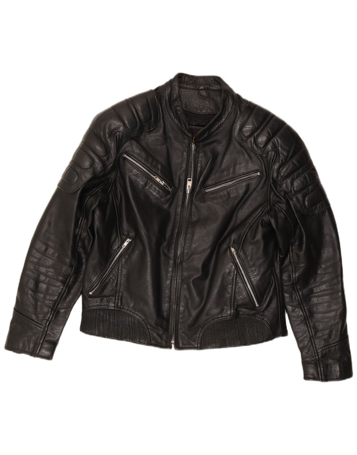 Xelement Veste de motard en cuir pour homme UK 40 Grand cuir noir