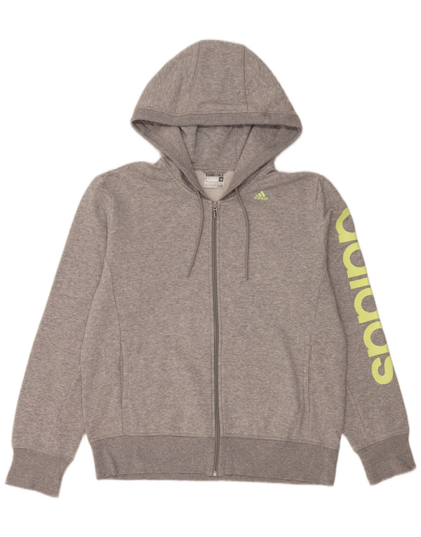 ADIDAS Pull à capuche zippé Climalite Graphic pour femme UK 16/18 Grand Gris