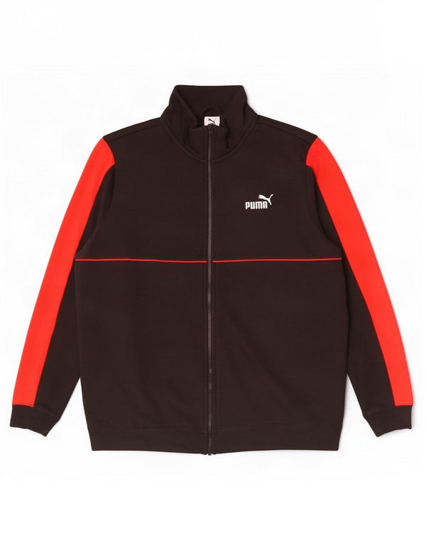 Puma Veste de survêtement pour homme XL en coton color block Noir