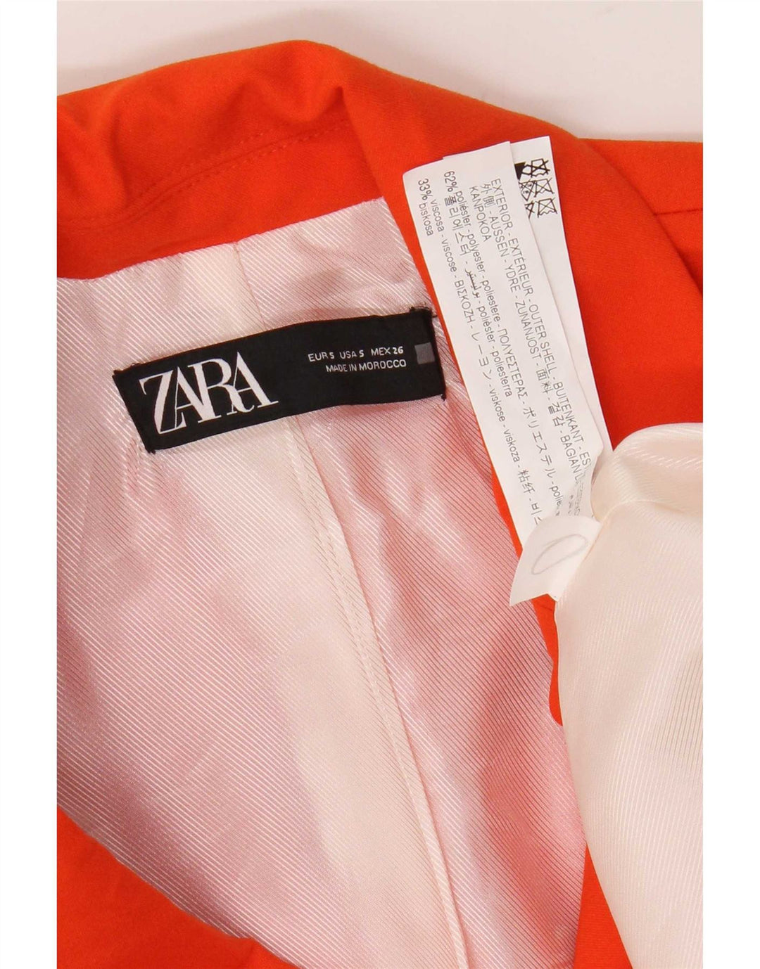 Zara Gilet Long Femme UK 10 Petit Orange Polyester
