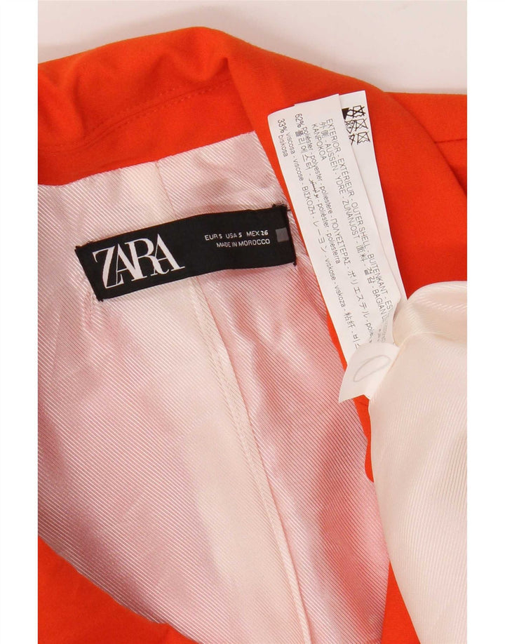 Zara Gilet Long Femme UK 10 Petit Orange Polyester