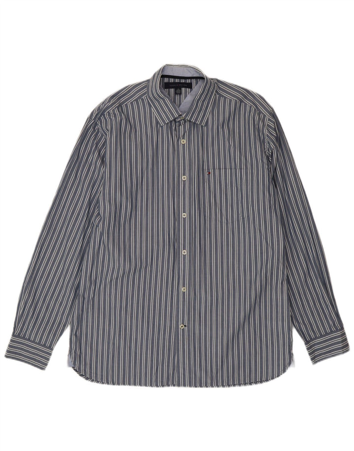 Tommy Hilfiger Chemise Homme Bleu Moyen Rayé Coton
