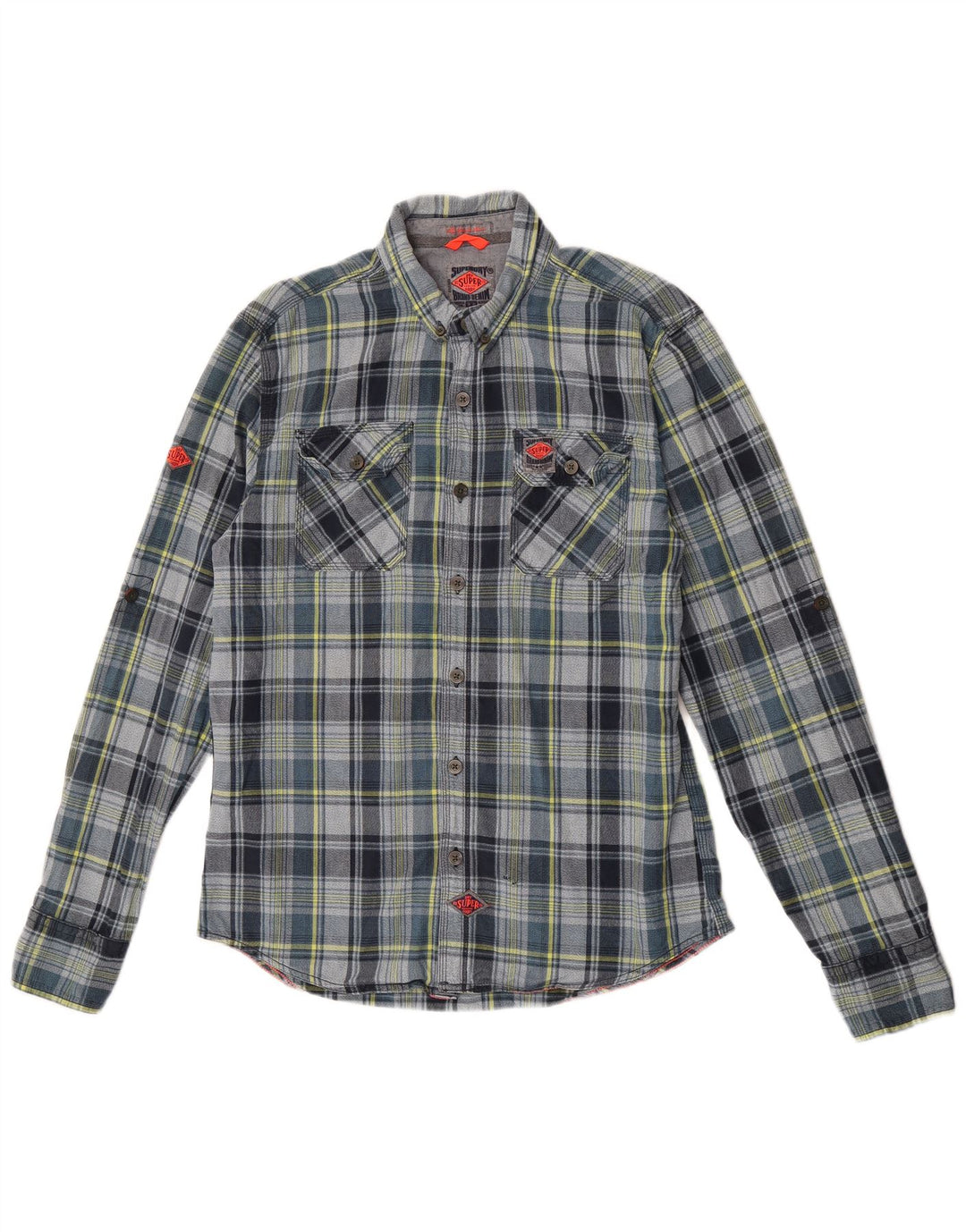 Superdry Chemise en flanelle pour homme 2XL Gris à carreaux en coton