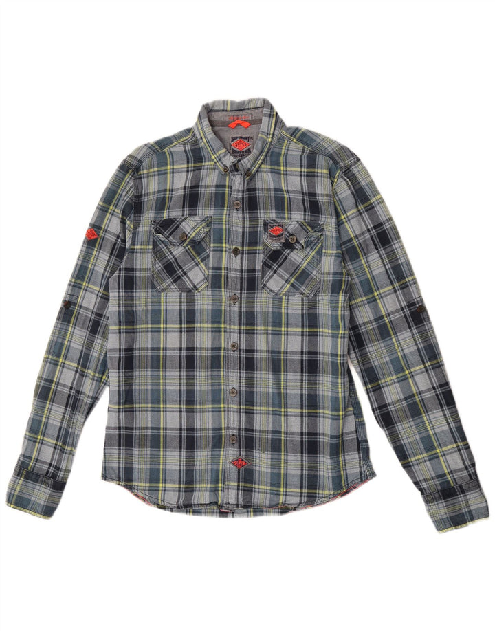 Superdry Chemise en flanelle pour homme 2XL Gris à carreaux en coton
