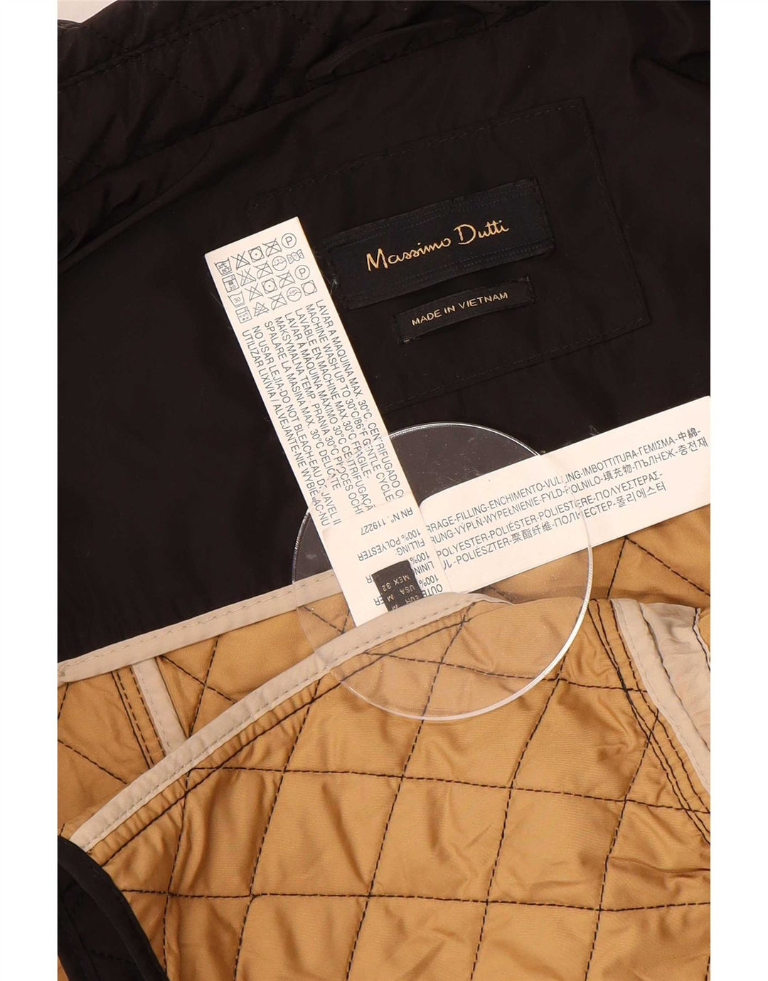 Massimo Dutti Veste matelassée pour femme UK 14 Medium Noir Polyester