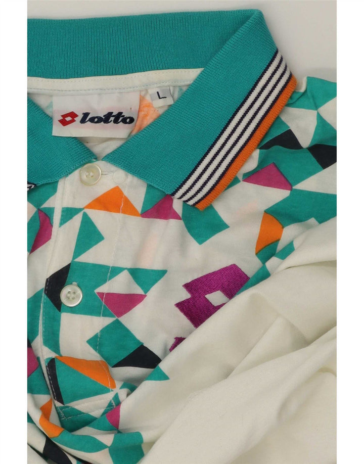 Lotto Polo Homme Grand Blanc Géométrique