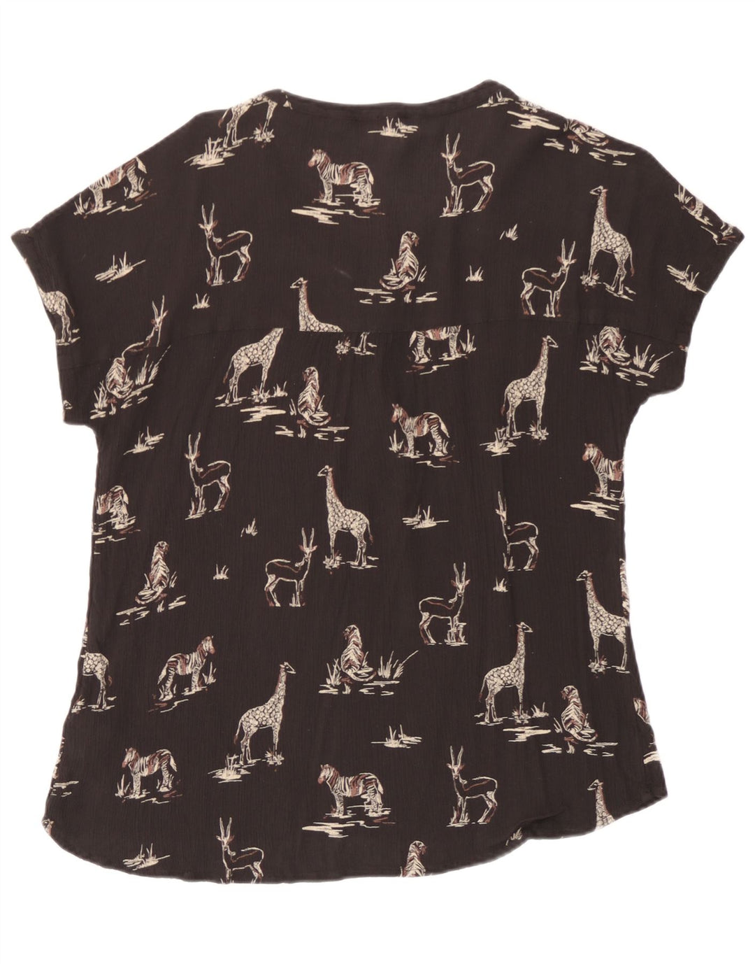 Fat Face Chemisier graphique pour femme UK 14 Large Noir Viscose