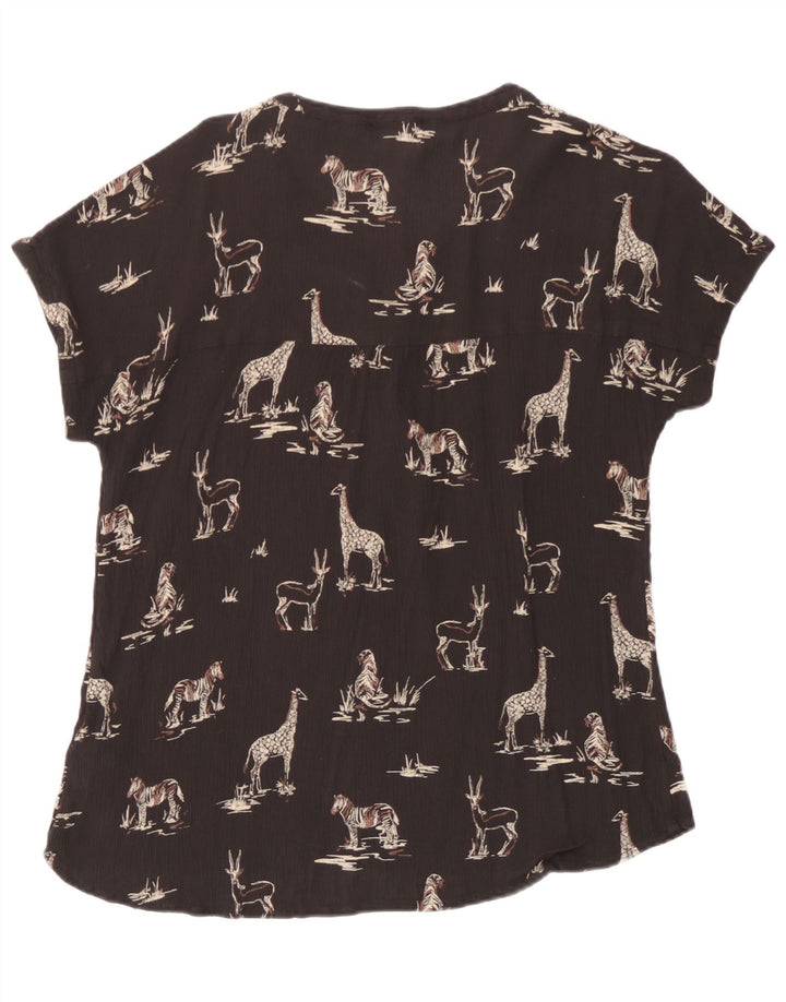 Fat Face Chemisier graphique pour femme UK 14 Large Noir Viscose