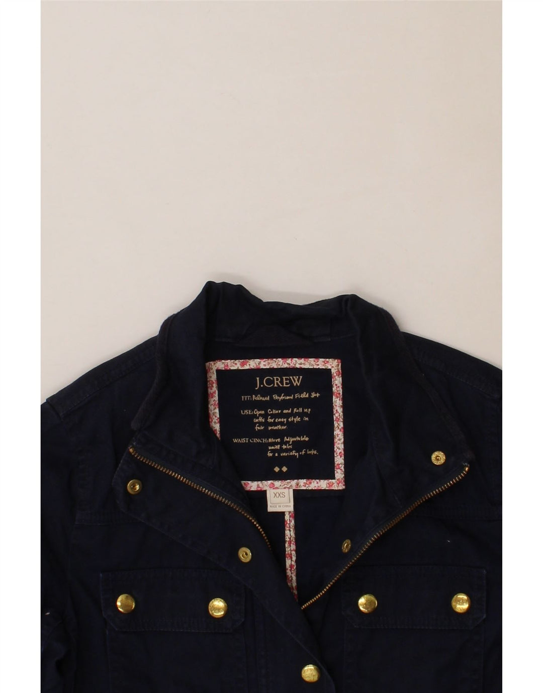 J. CREW Womens Utility Jacket UK 2 2XS Navy Blue Cotton Vintage J. Crew and Second-Hand J. Crew from Messina Hembry 