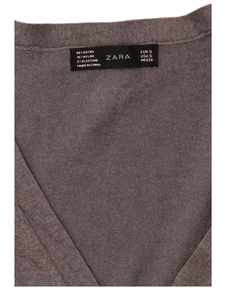 Zara Cardigan Femme Pull UK 10 Petit Gris