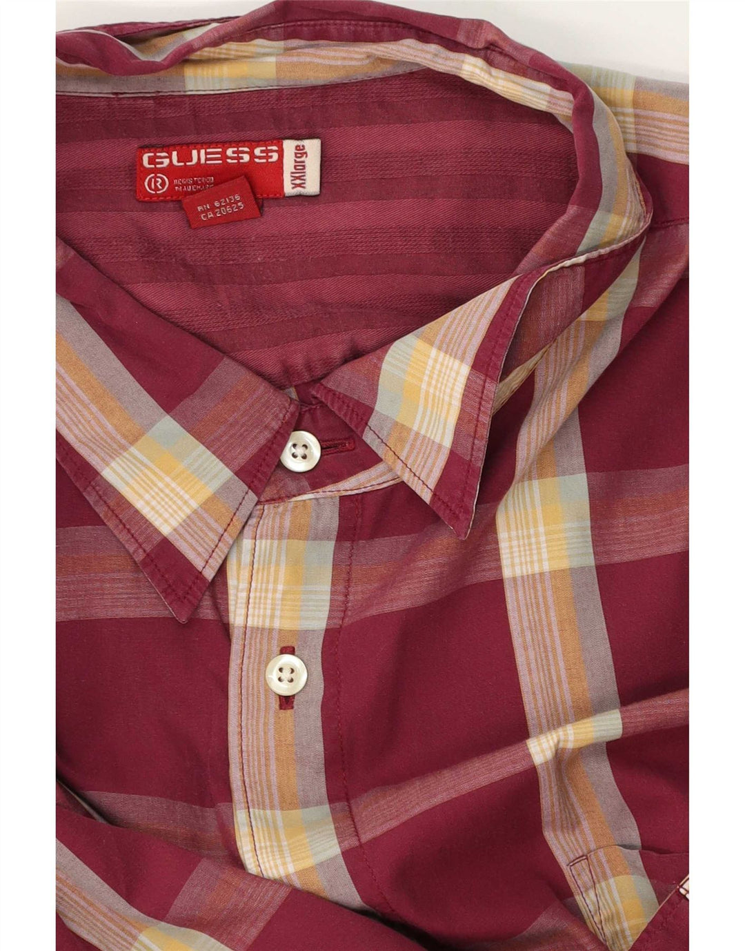 Guess Chemise à manches courtes pour hommes 2XL à carreaux bordeaux