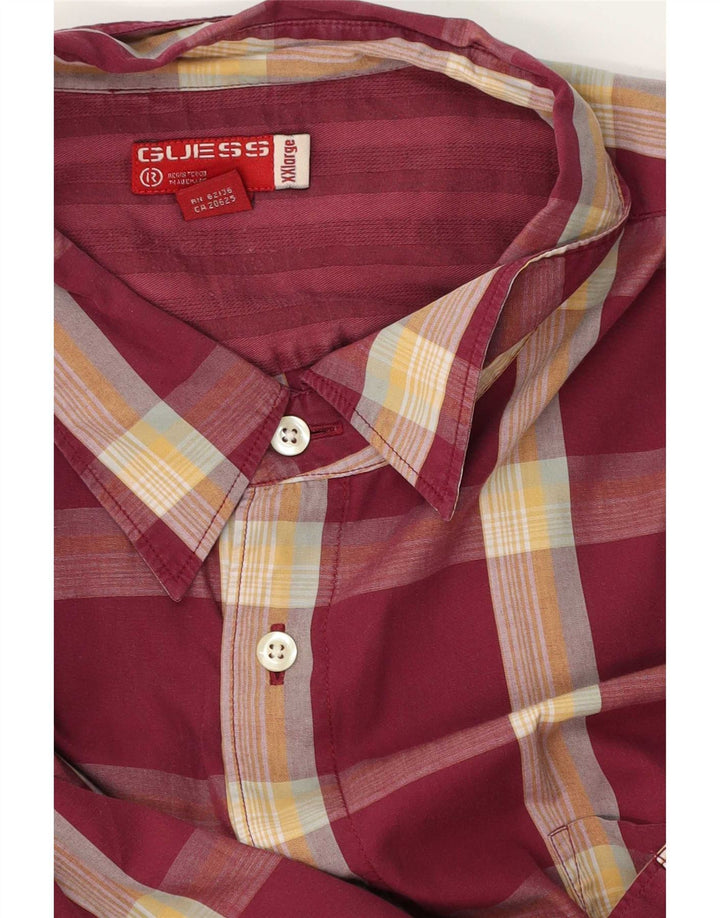 Guess Chemise à manches courtes pour hommes 2XL à carreaux bordeaux
