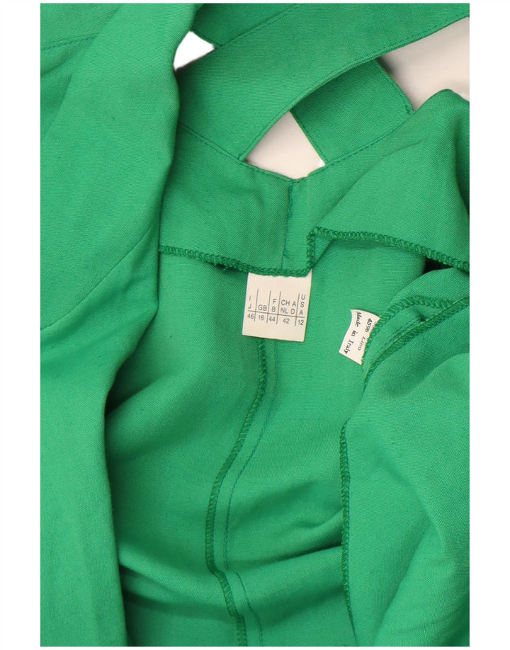 vintage Femmes Manches Courtes 1 Bouton Blazer Veste UK 16 Grand Vert