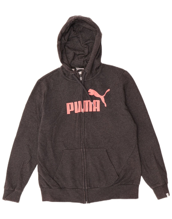 Puma Pull à capuche graphique zippé pour femme UK 14 Large Gris