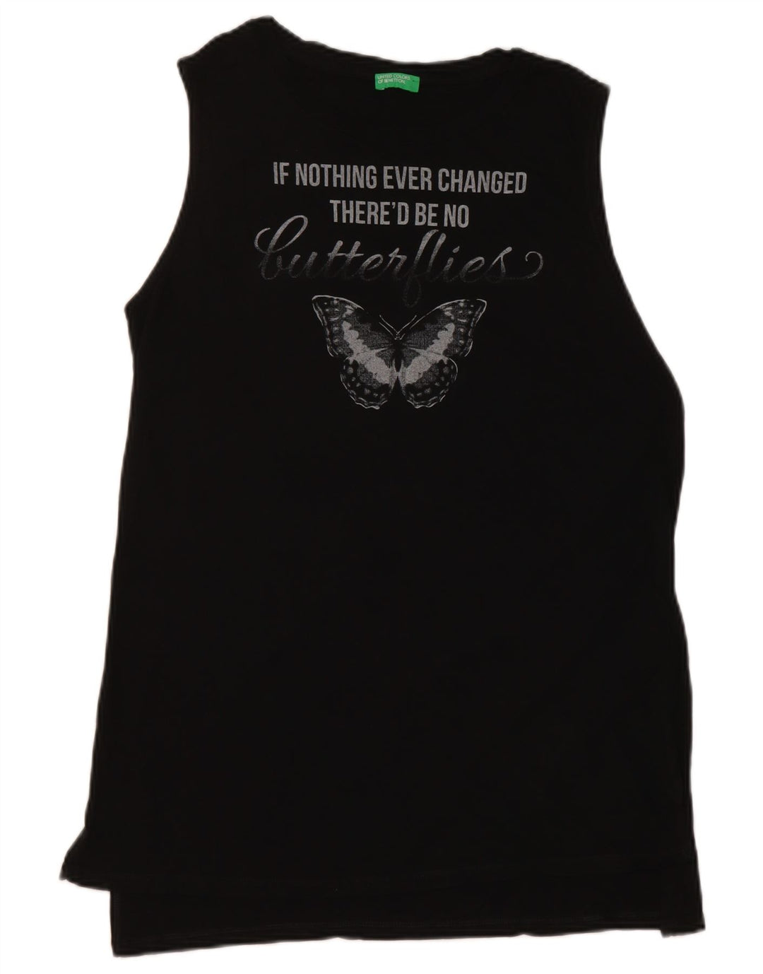 Benetton Débardeur graphique pour femme UK 14 Medium Black Butterfly