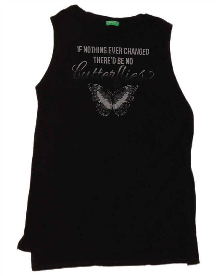 Benetton Débardeur graphique pour femme UK 14 Medium Black Butterfly