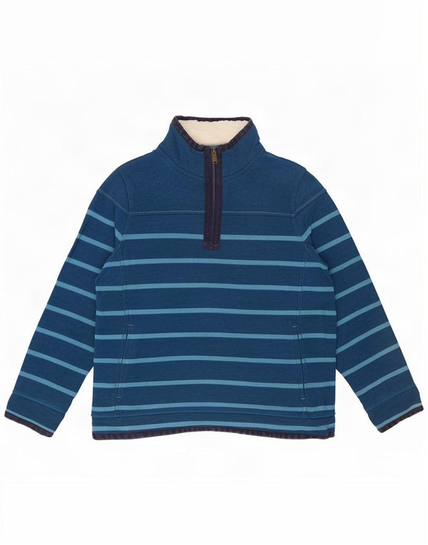 Fat Face Sweat-shirt à col zippé pour femme UK 18 XL en coton rayé bleu