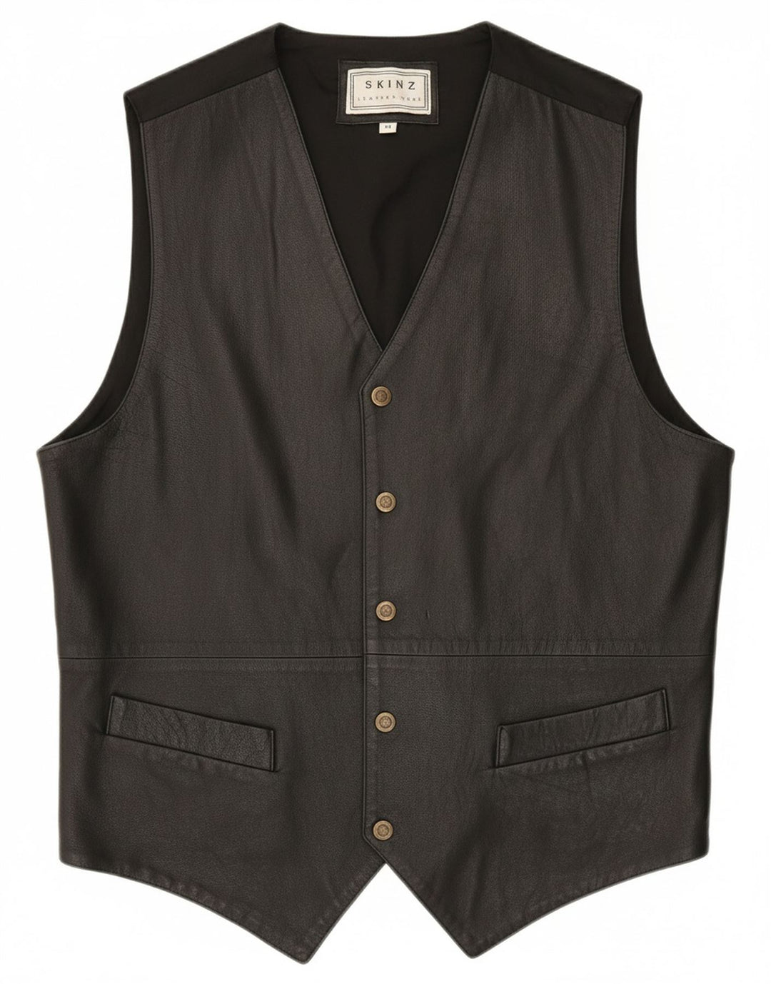 SKINZ Mens Leather Waistcoat Medium Black Leather